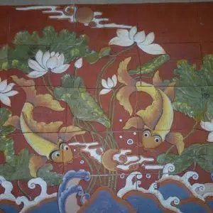 Tranh dân gian cá chép trông trăng