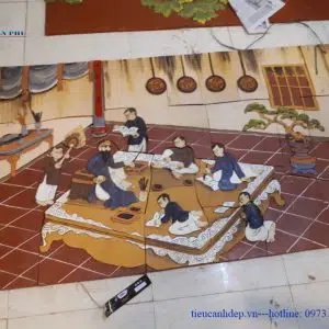 Tranh gốm Thầy đồ dạy học