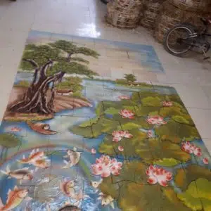 Tranh gốm Cá chép hoa sen (Cửu ngư quần hội)