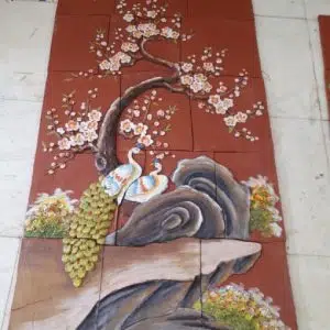 Tranh gốm Đôi chim công