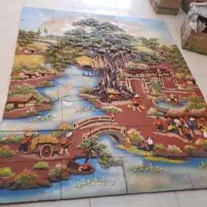 Tranh gốm làng quê Việt