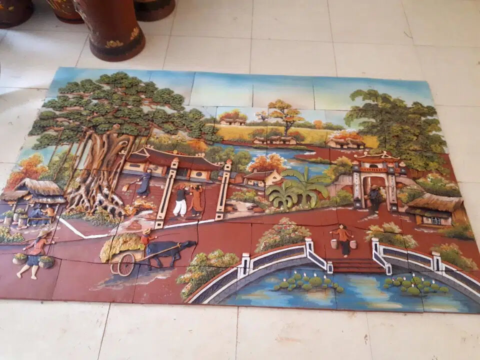 Tranh gốm phong cảnh quê hương